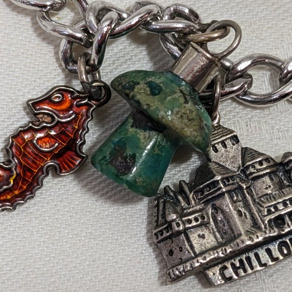 Sterling Silver New Link Eclectic Swiss Charm Bracelets With Seven VintageCharms - Picture 12 of 12